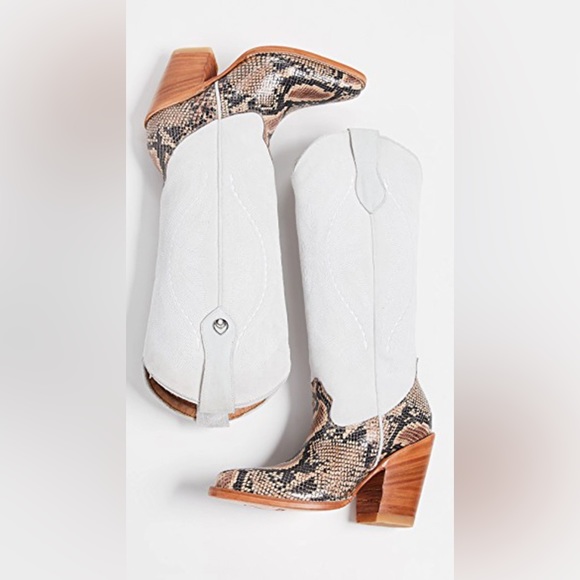 BROTHER VELLIES Atlas Cowboy Boots | White with Python | Size 7 - Picture 3 of 9